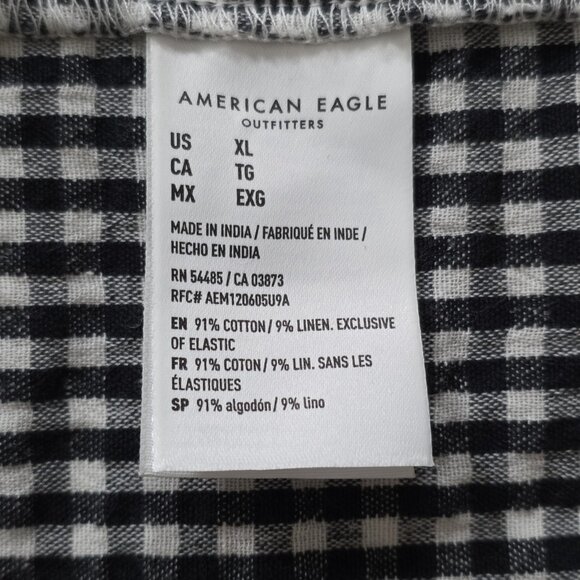American Eagle Dress Womens XL Black White Gingham Tiered Smocked Cutout Cottage - Picture 9 of 14